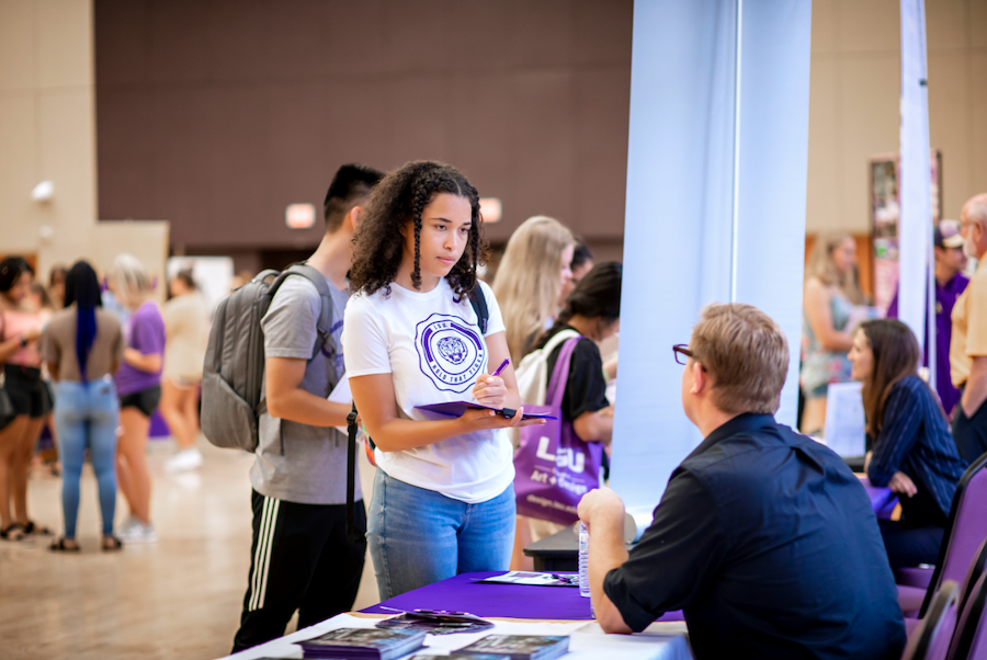 LSU Admissions- Student at Info Fair Student at Info Fair