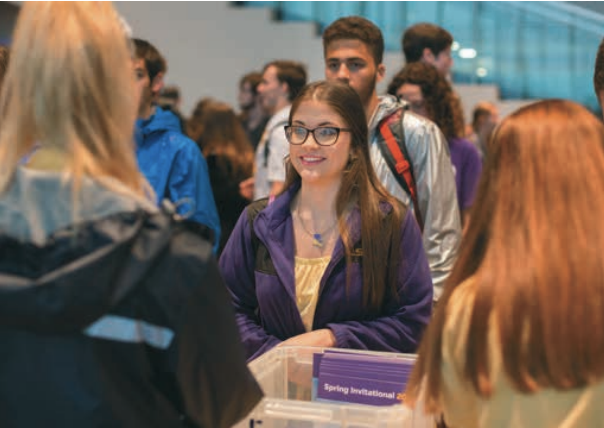 student at check in