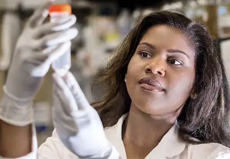 student in lab